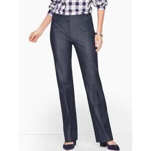 Talbots Womens 6 Blue Newport Polished Denim Mid Rise Work Casual Pants Office